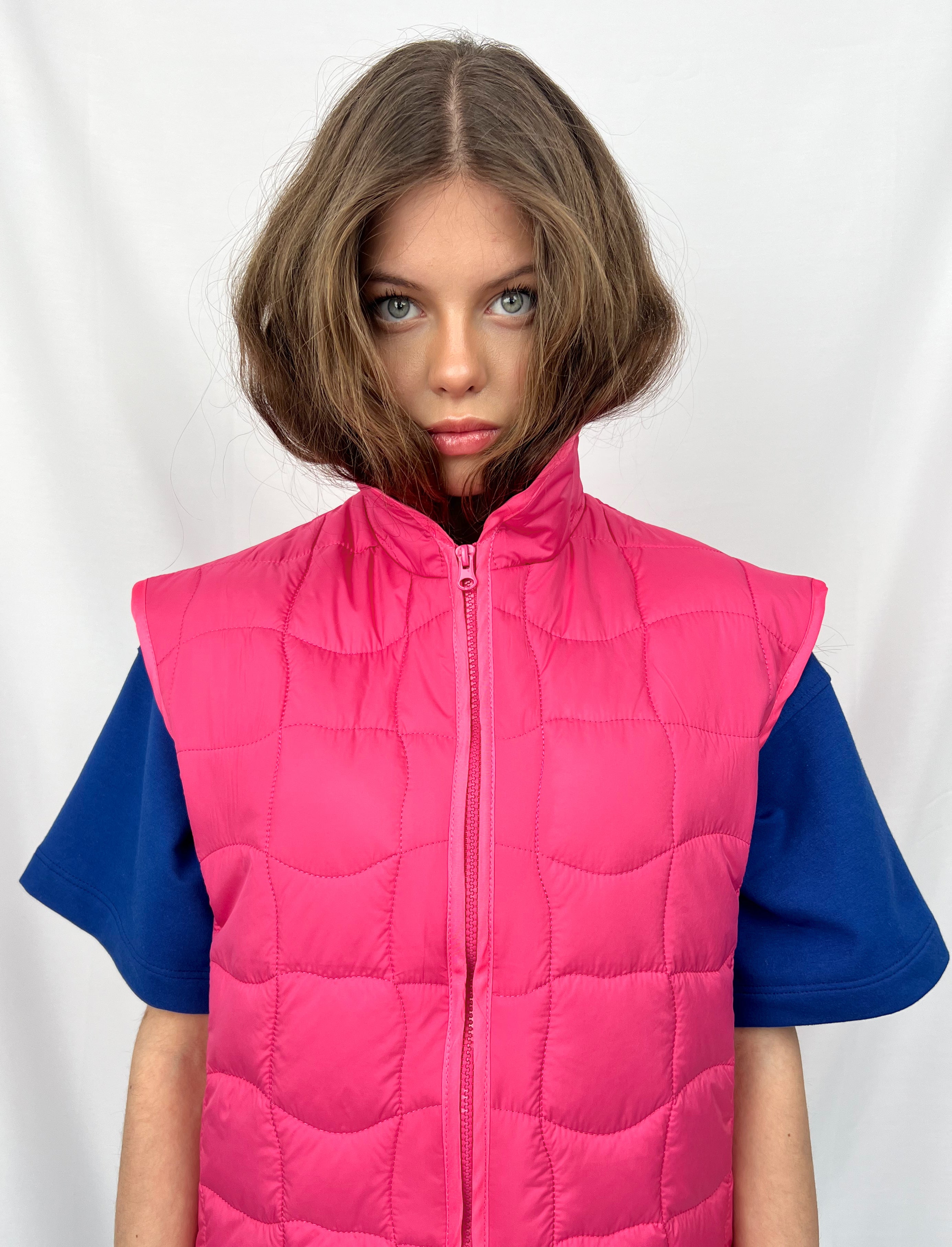 Kamizelka pikowana - Pink & Lime