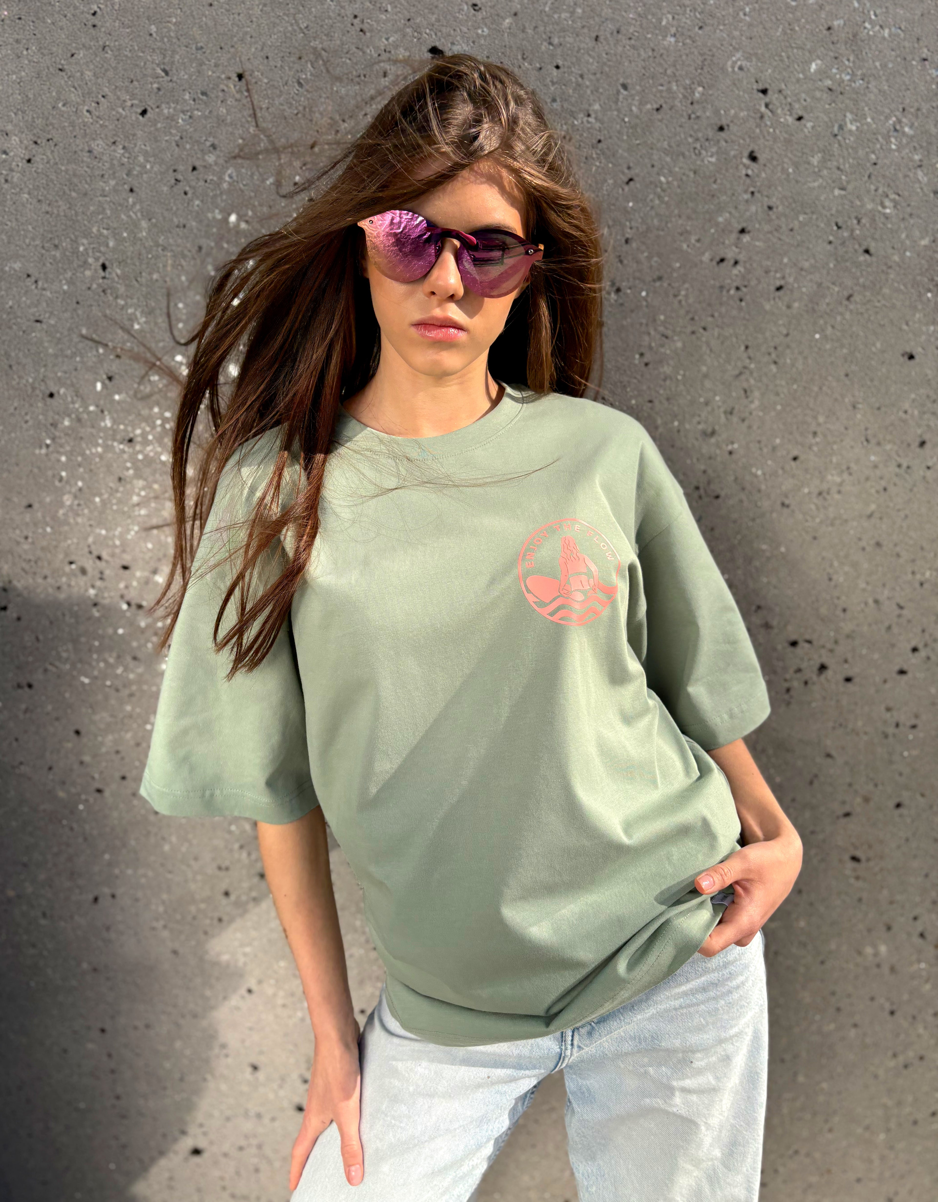 T-shirt OH GIRL! - Green & Orange