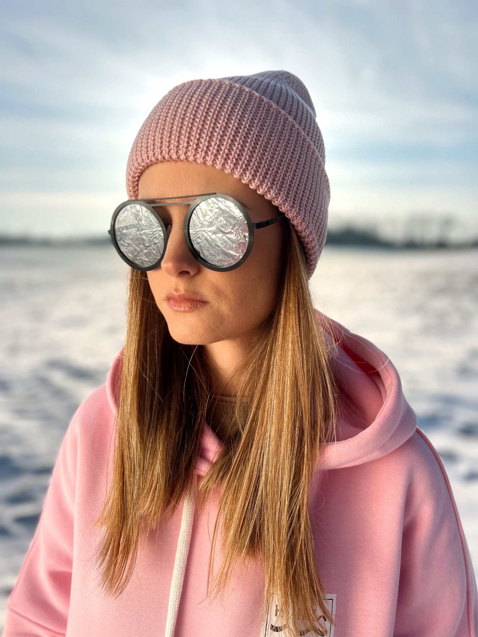 Czapka 100% wełna merino - Light pink / minimal