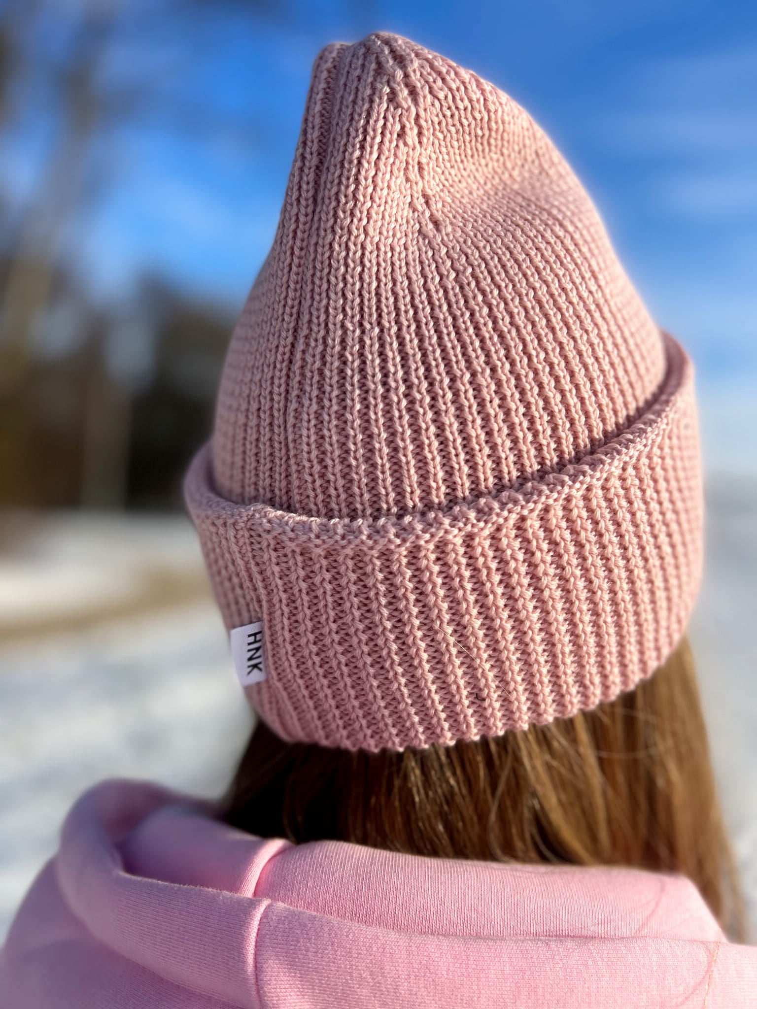 Czapka 100% wełna merino - Light pink / minimal