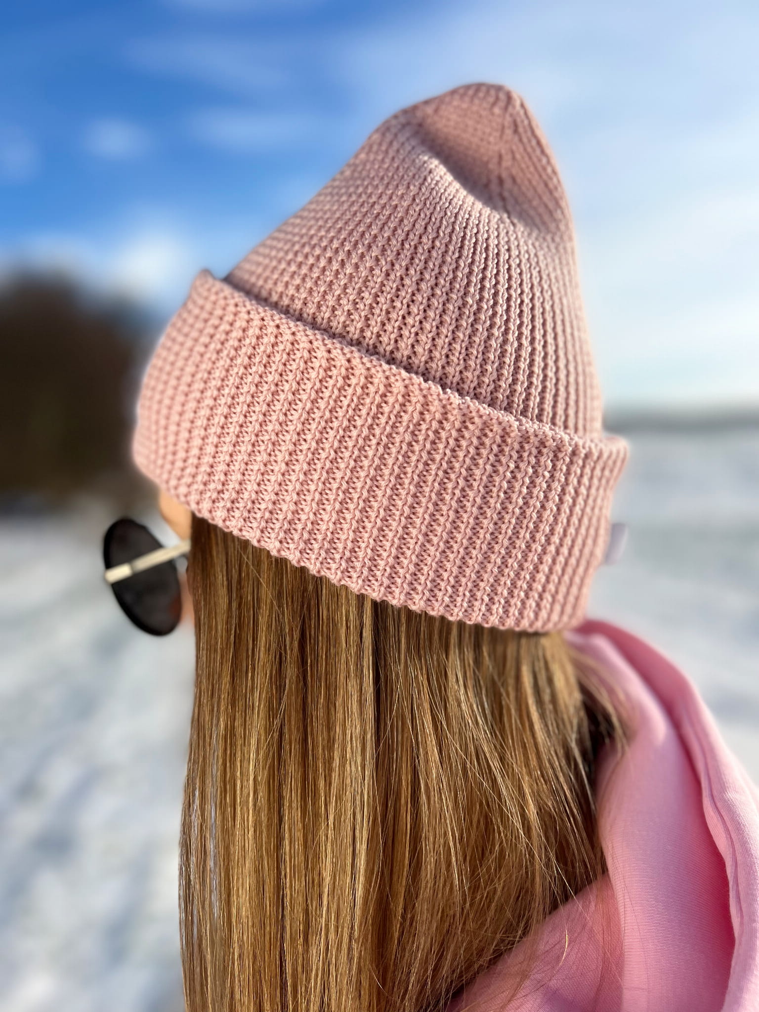Czapka 100% wełna merino - Light pink / minimal