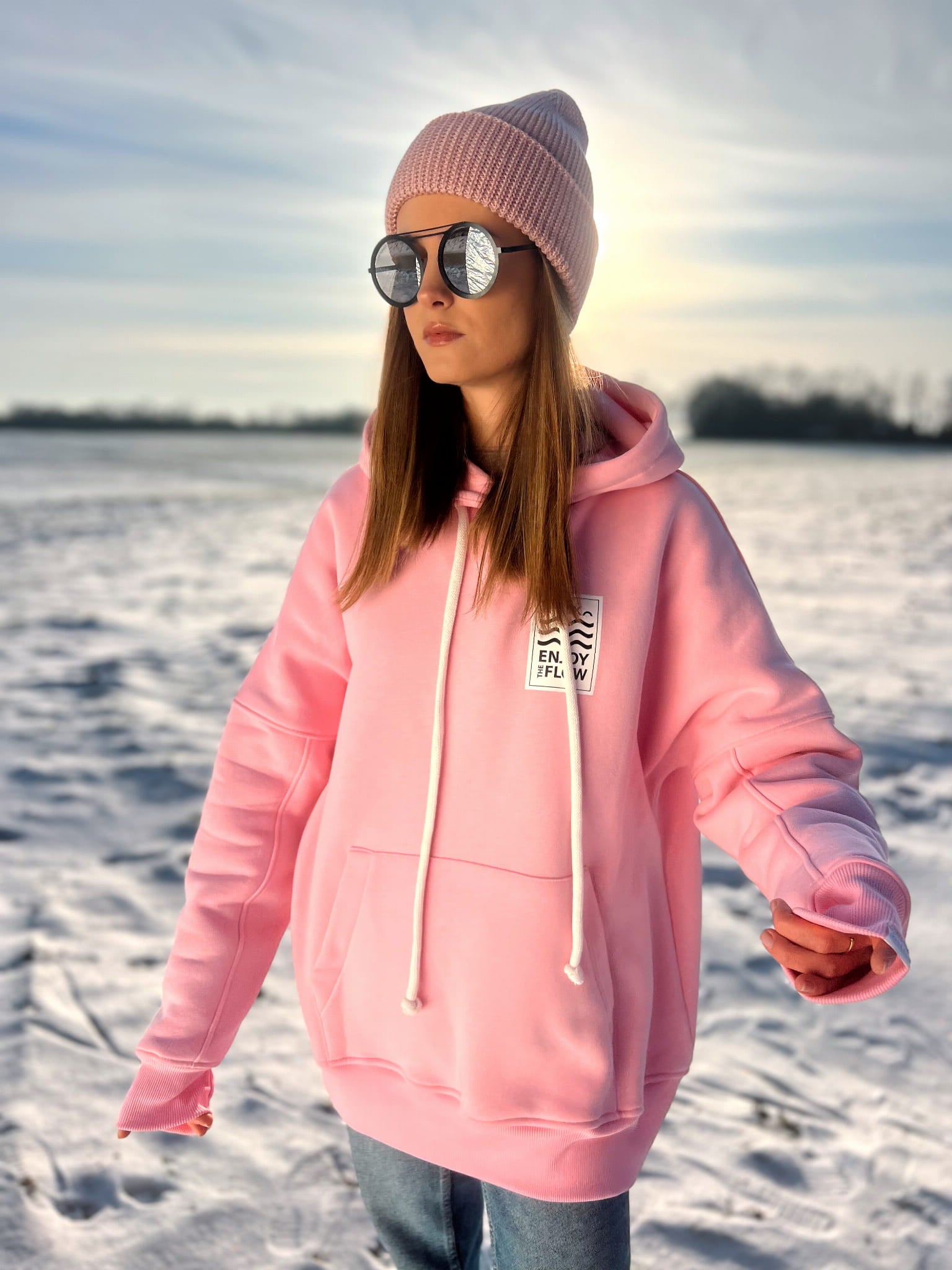 Czapka 100% wełna merino - Light pink / minimal
