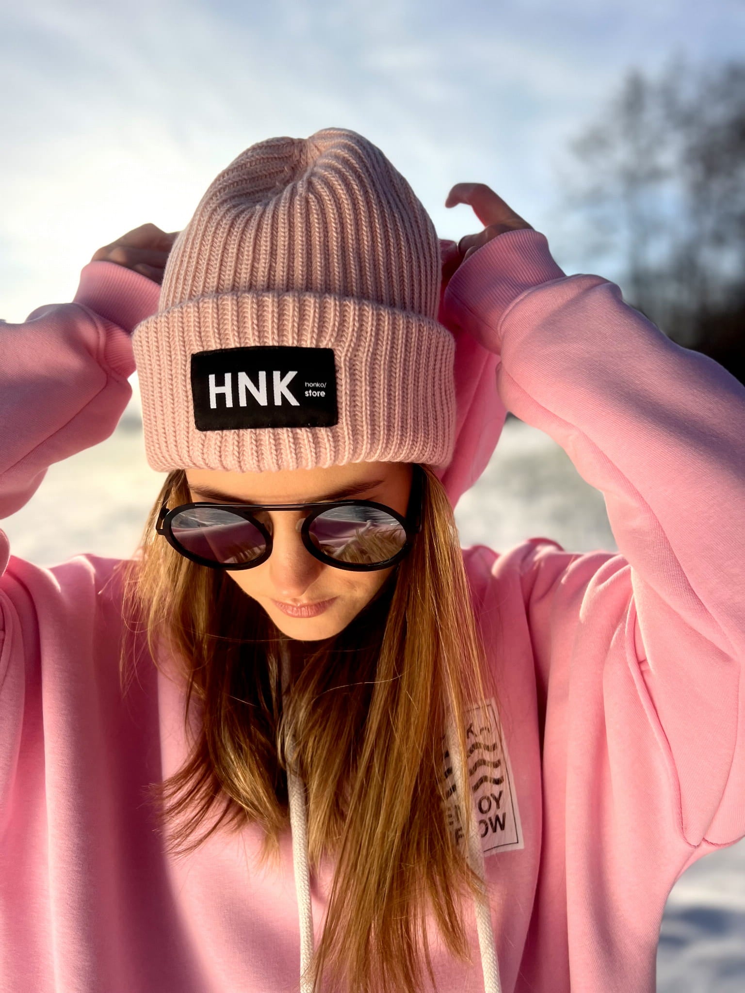 Czapka WINTER FLOW - Light pink