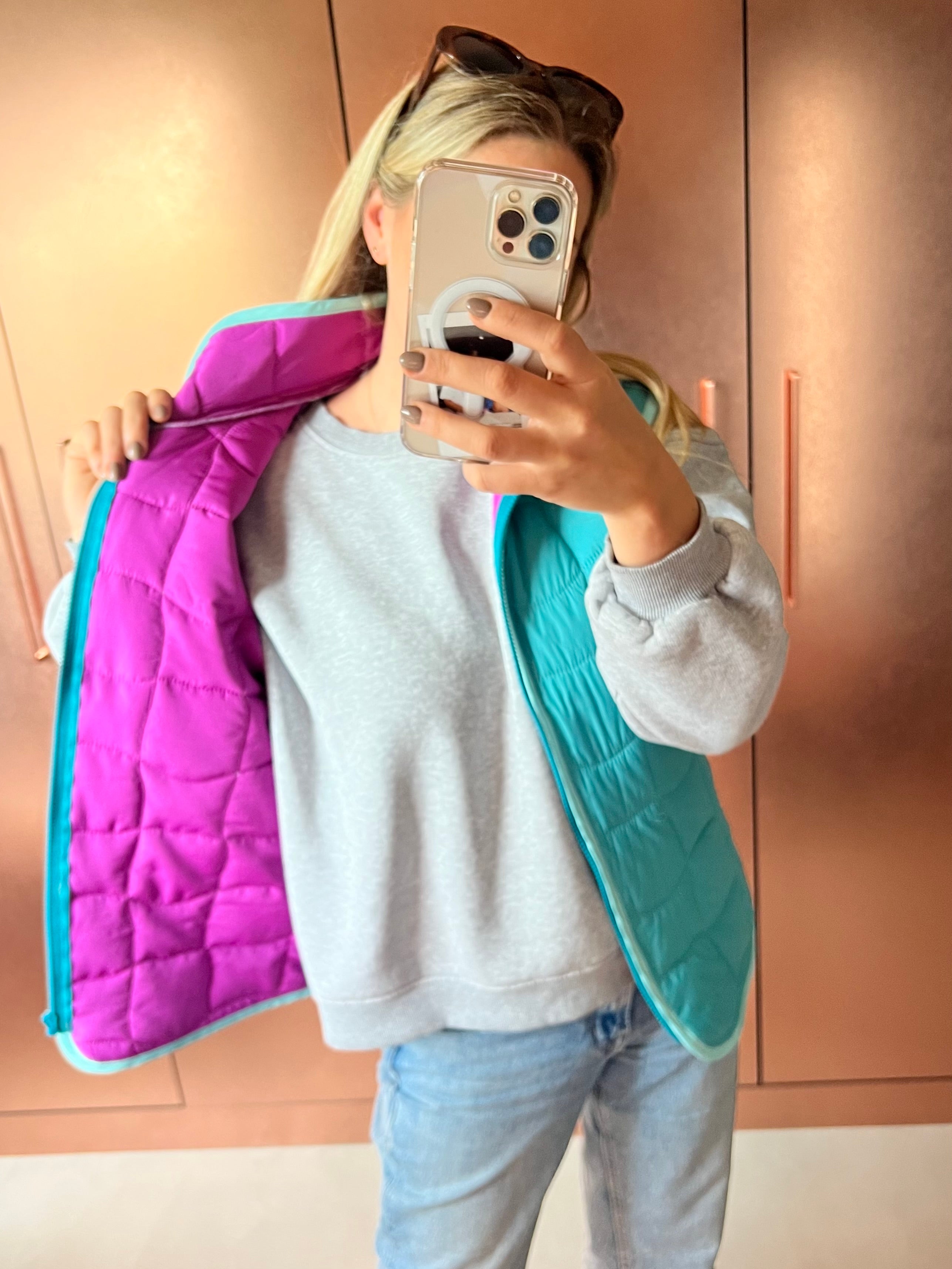 Kamizelka pikowana - Turquoise & Fuchsia