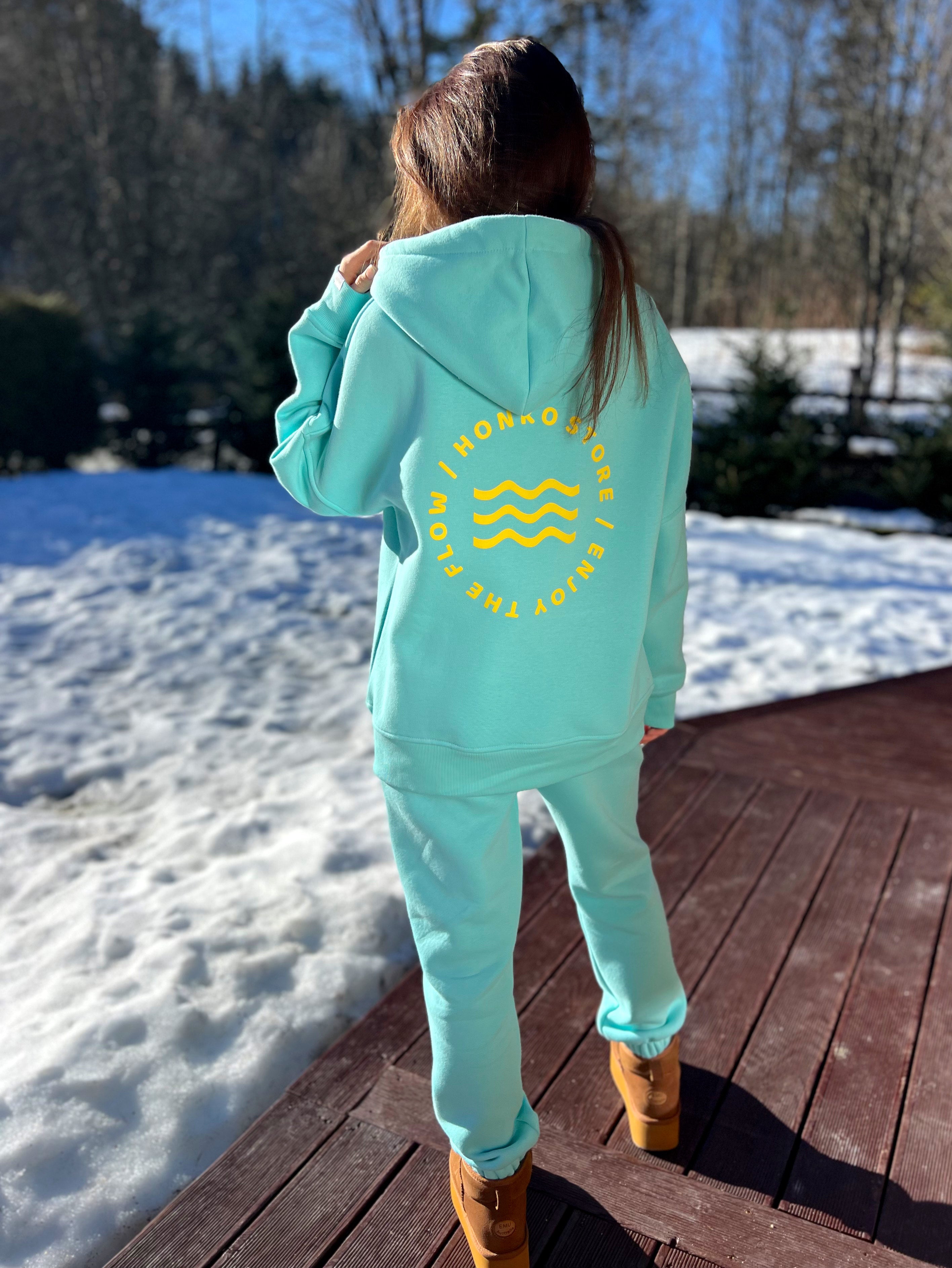 Bluza z kapturem - AQUA / LEMON