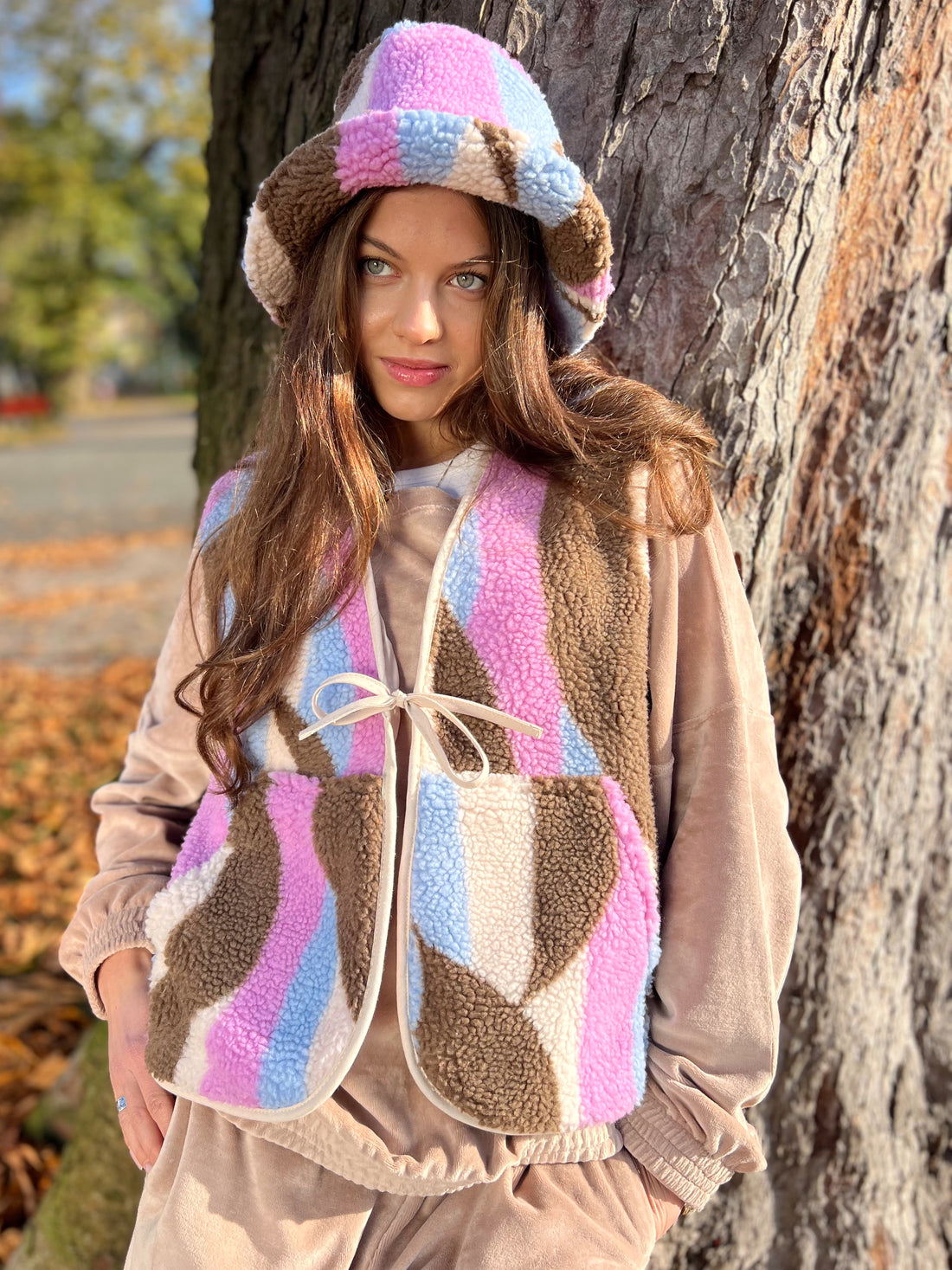 Kamizelka Luisa - Pink &amp; Coffee