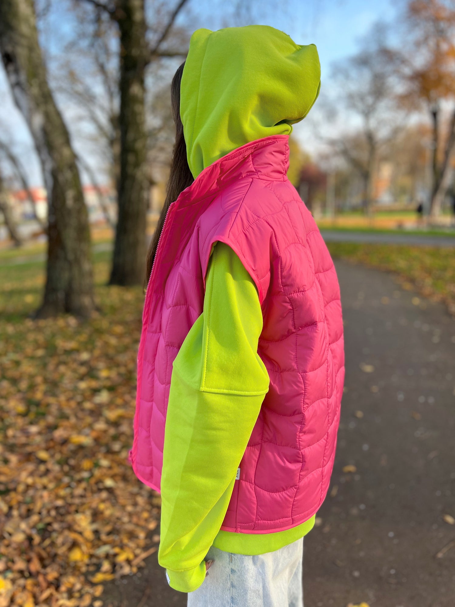Kamizelka pikowana - Pink &amp; Lime