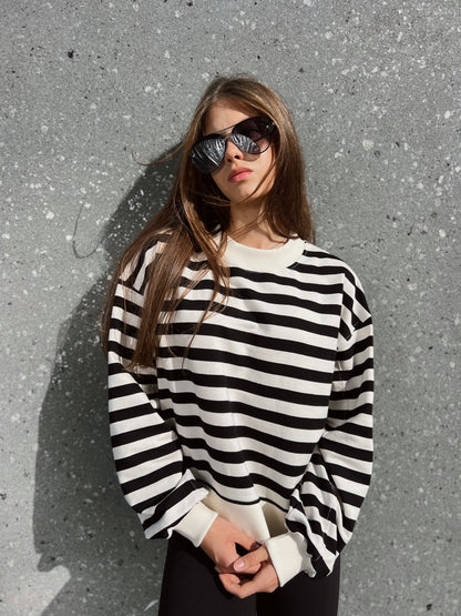 Bluza LARA - CASUAL STRIPES - beige &amp; black