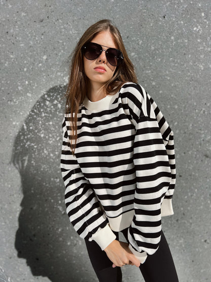 Bluza LARA - CASUAL STRIPES - beige &amp; black