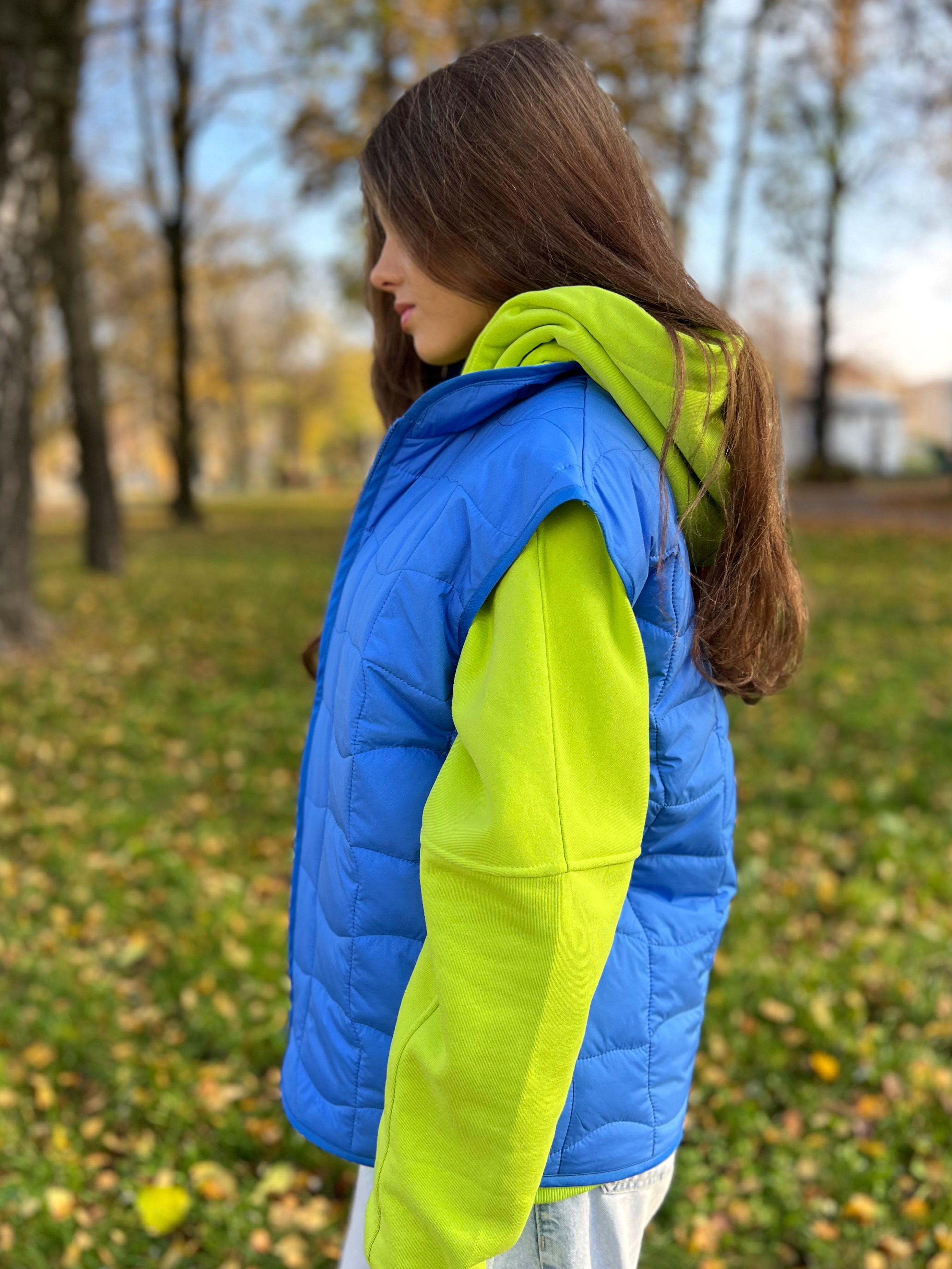 Kamizelka pikowana - Blue &amp; Lime