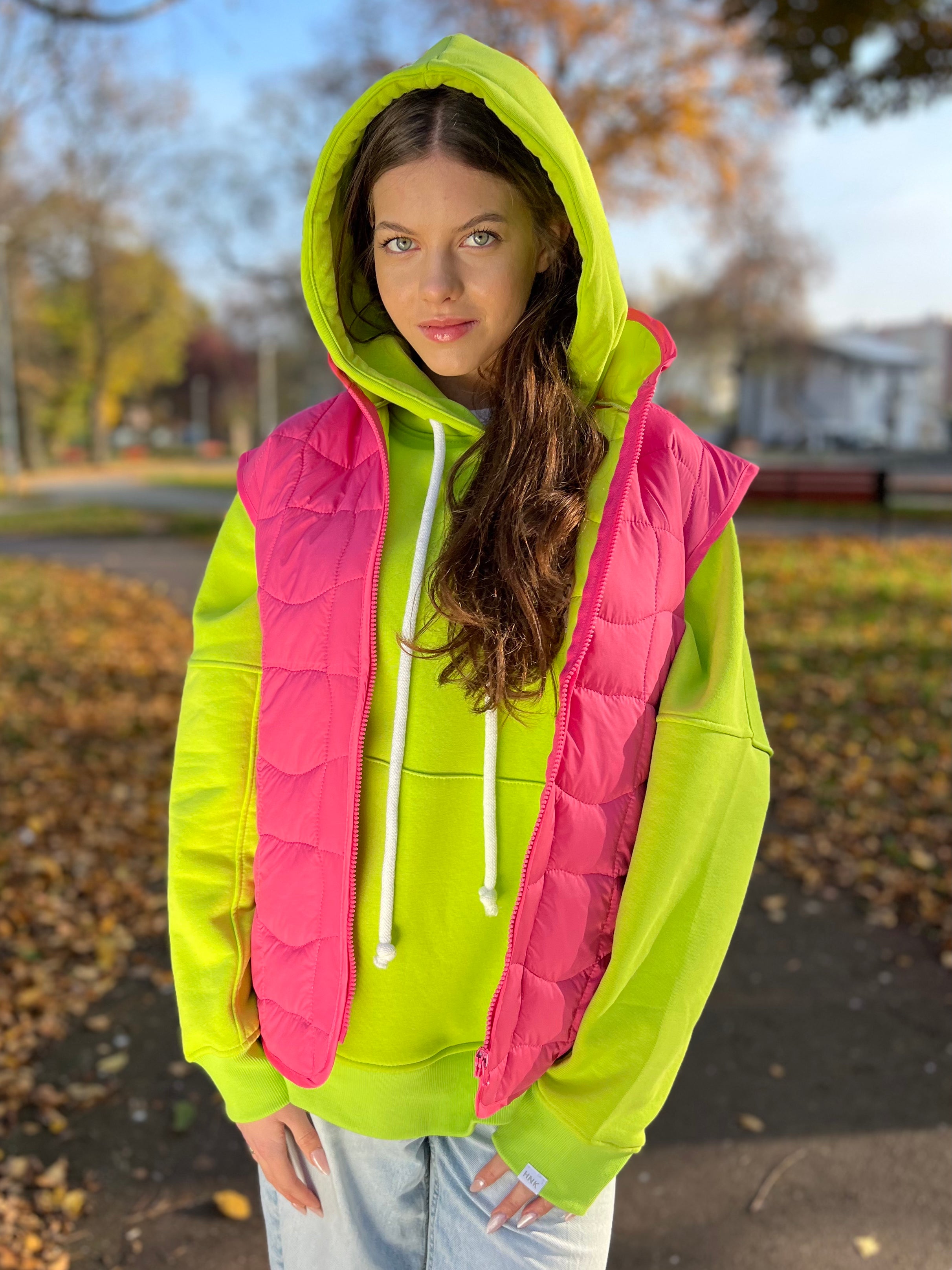 Kamizelka pikowana - Pink &amp; Lime