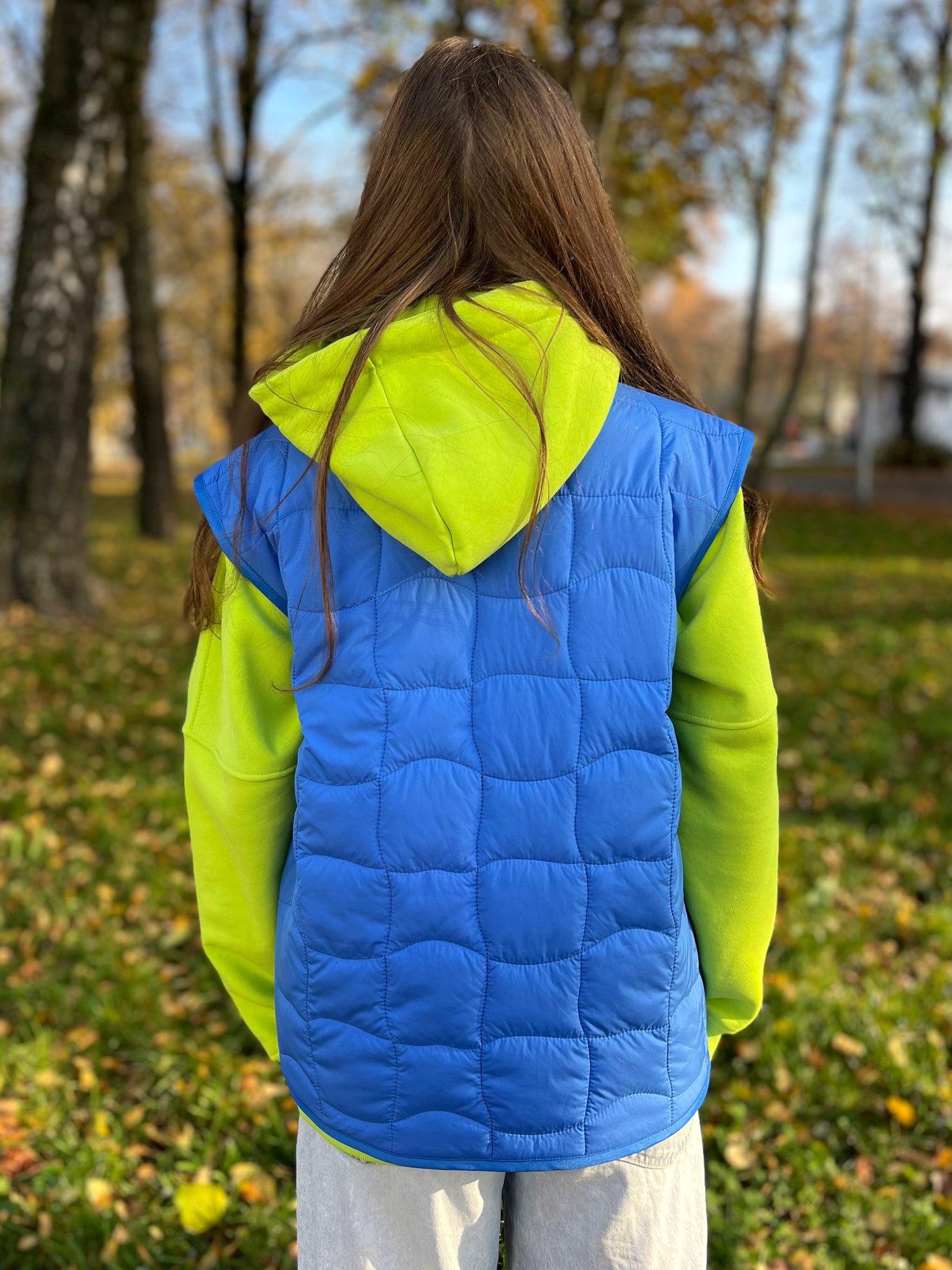 Kamizelka pikowana - Blue &amp; Lime