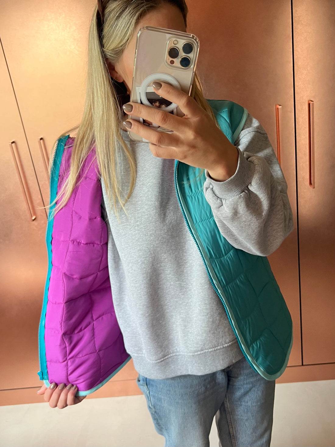 Kamizelka pikowana - Turquoise &amp; Fuchsia