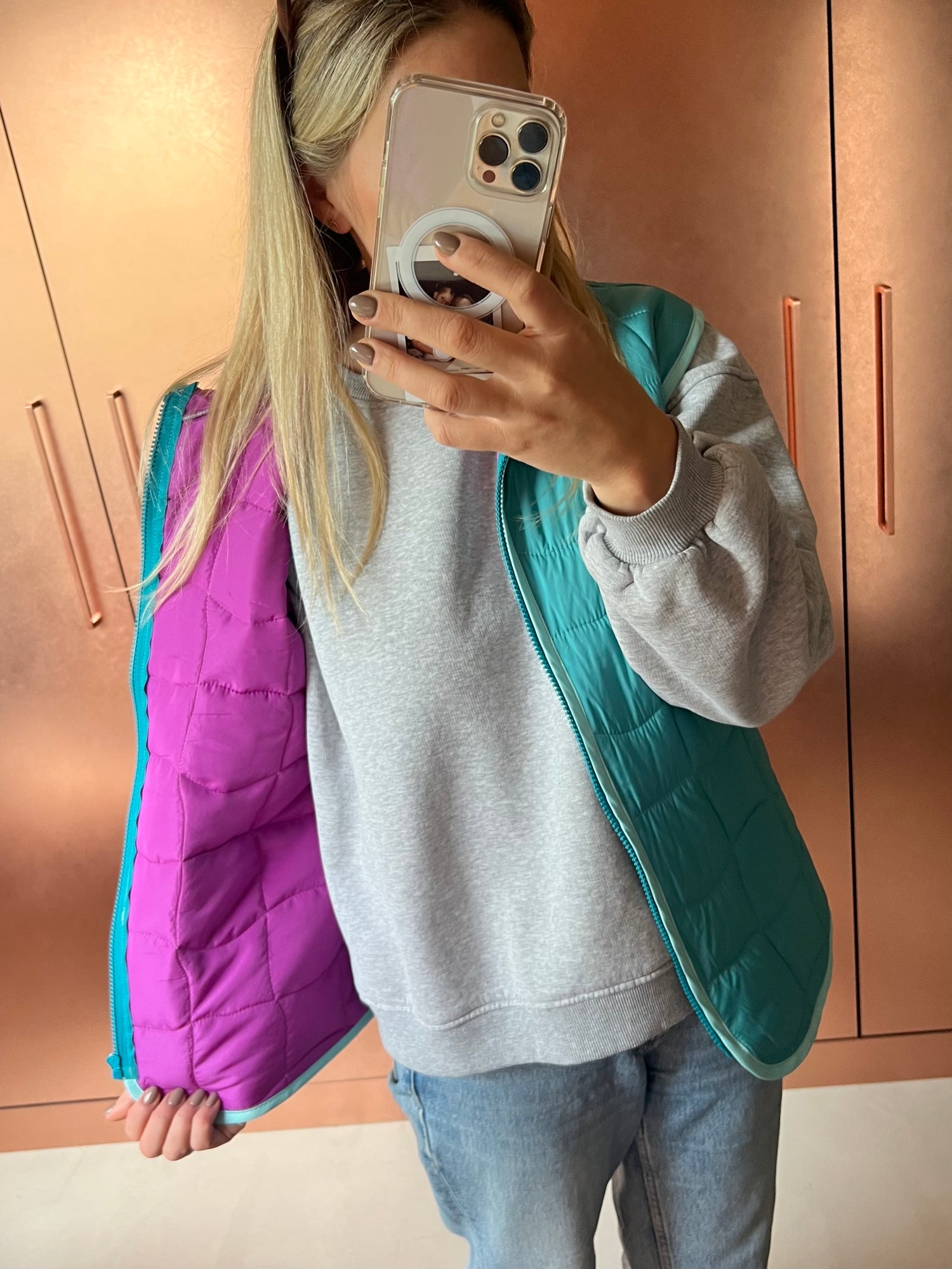 Kamizelka pikowana - Turquoise &amp; Fuchsia