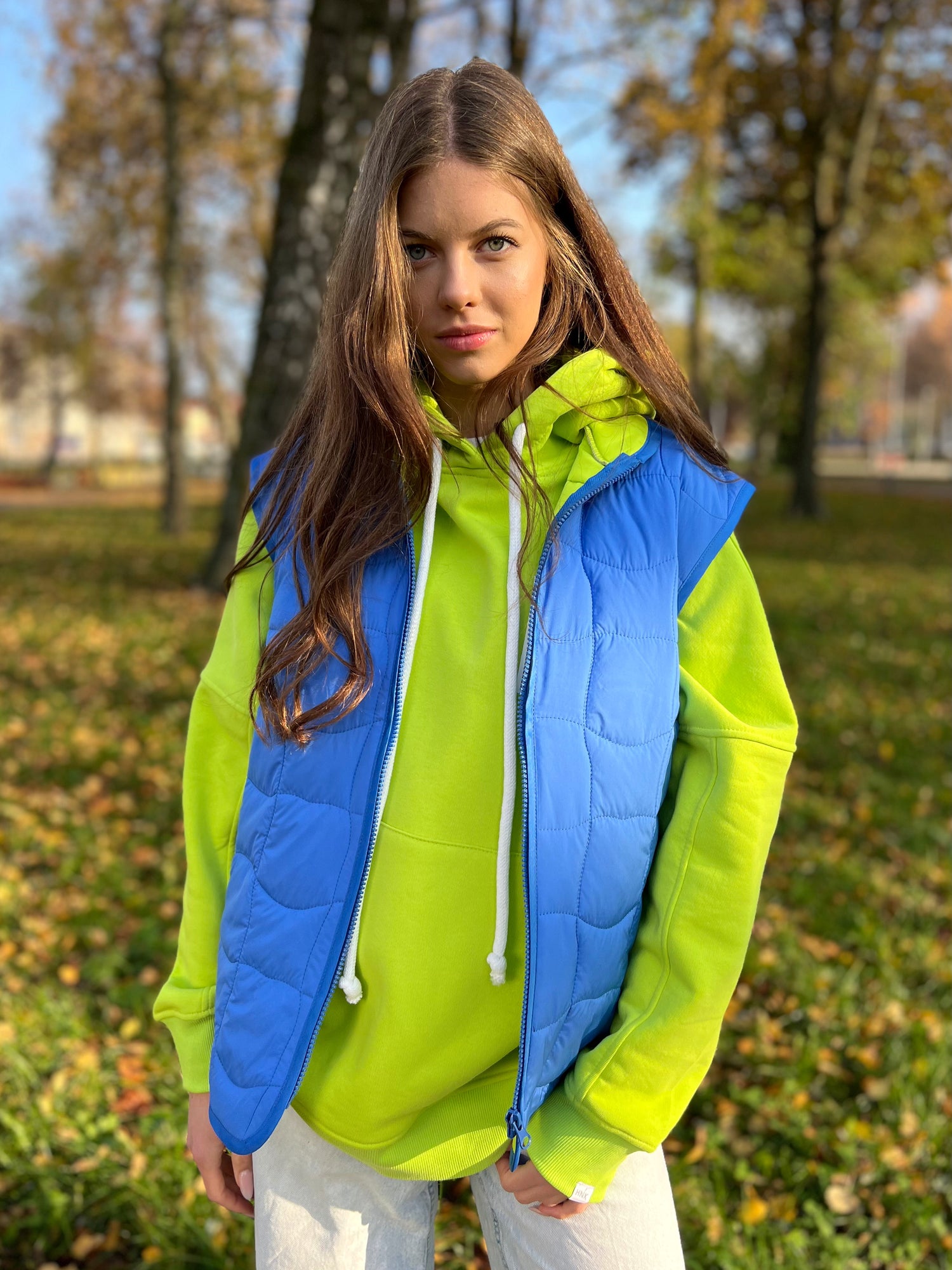 Kamizelka pikowana - Blue &amp; Lime